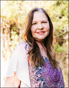 Woman with tree background